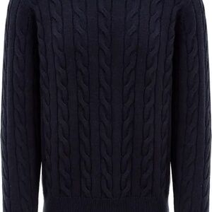 Vallier Dark Navy Unisex Dalston Cable Knit Sweater In Size XL NWT